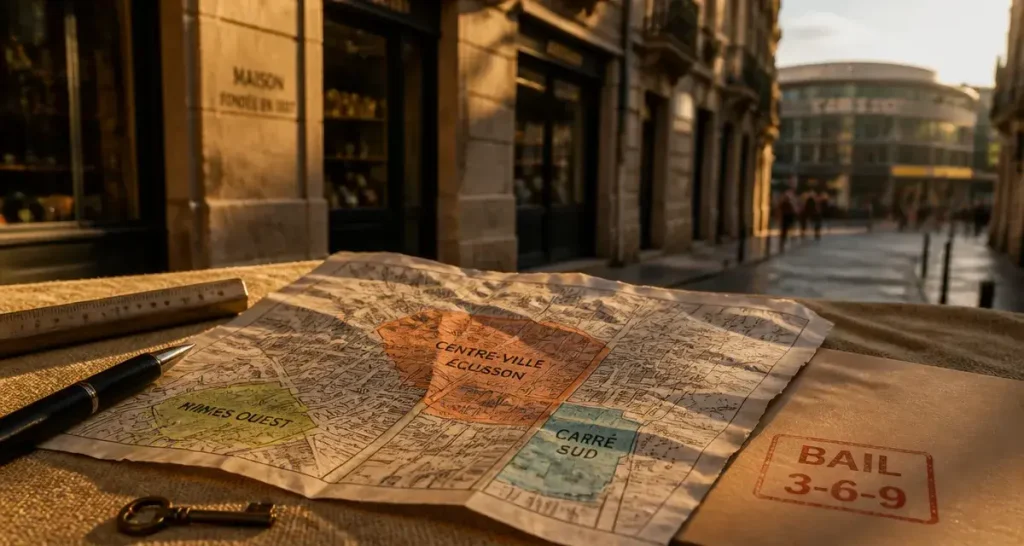 Local commercial nimes : Écusson et zones périphériques