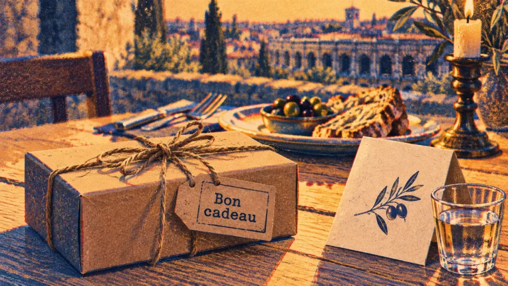 Bon cadeau restaurant nîmes : coffret sur table