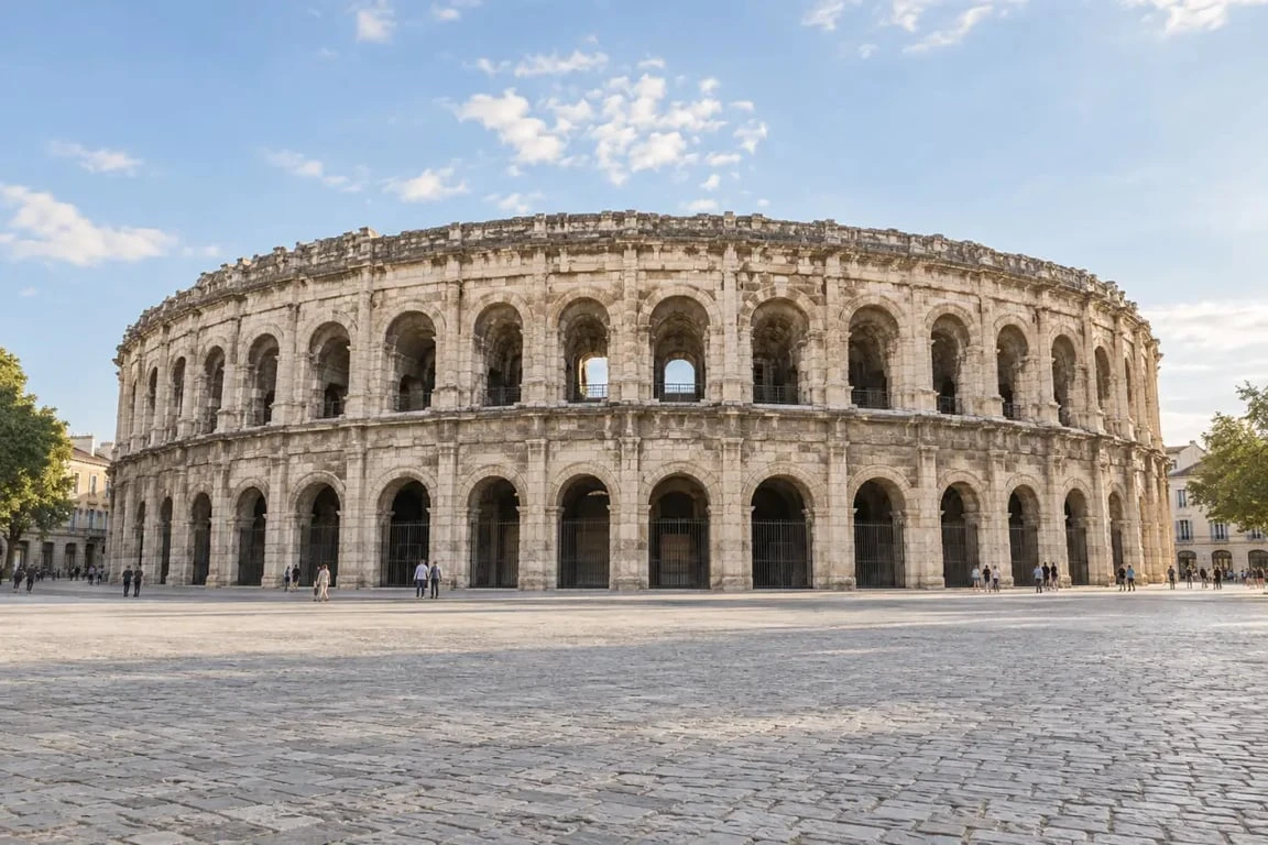 Arènes de Nîmes et informations de billetterie vues depuis l’extérieur