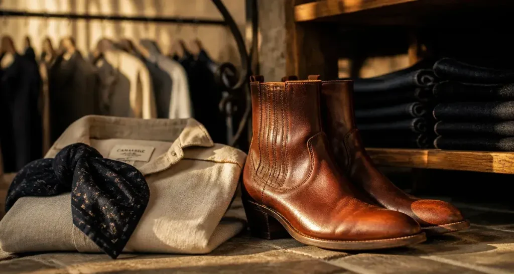 Manufactures de camargue - boutique de nîmes : bottes gardian en cuir patiné, boutique à Nîmes