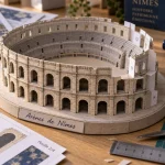 Maquette arènes de nîmes en papier, fournitures de maquette